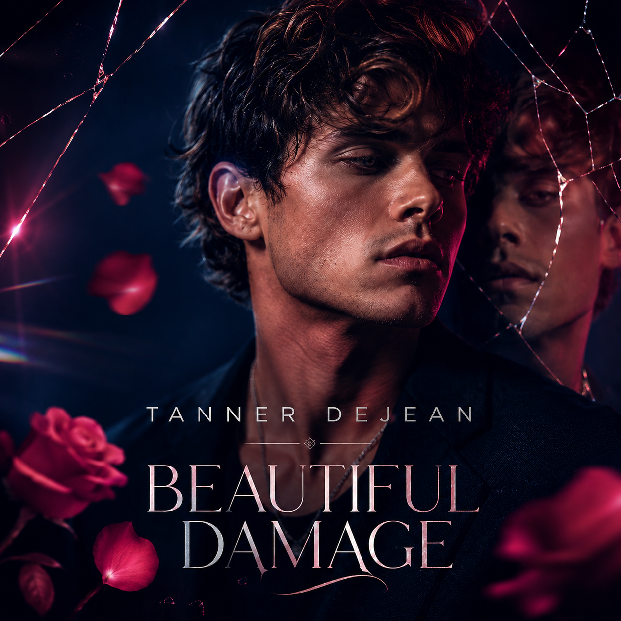 Beautiful Damage album artwork — cracked mirror with rose petals